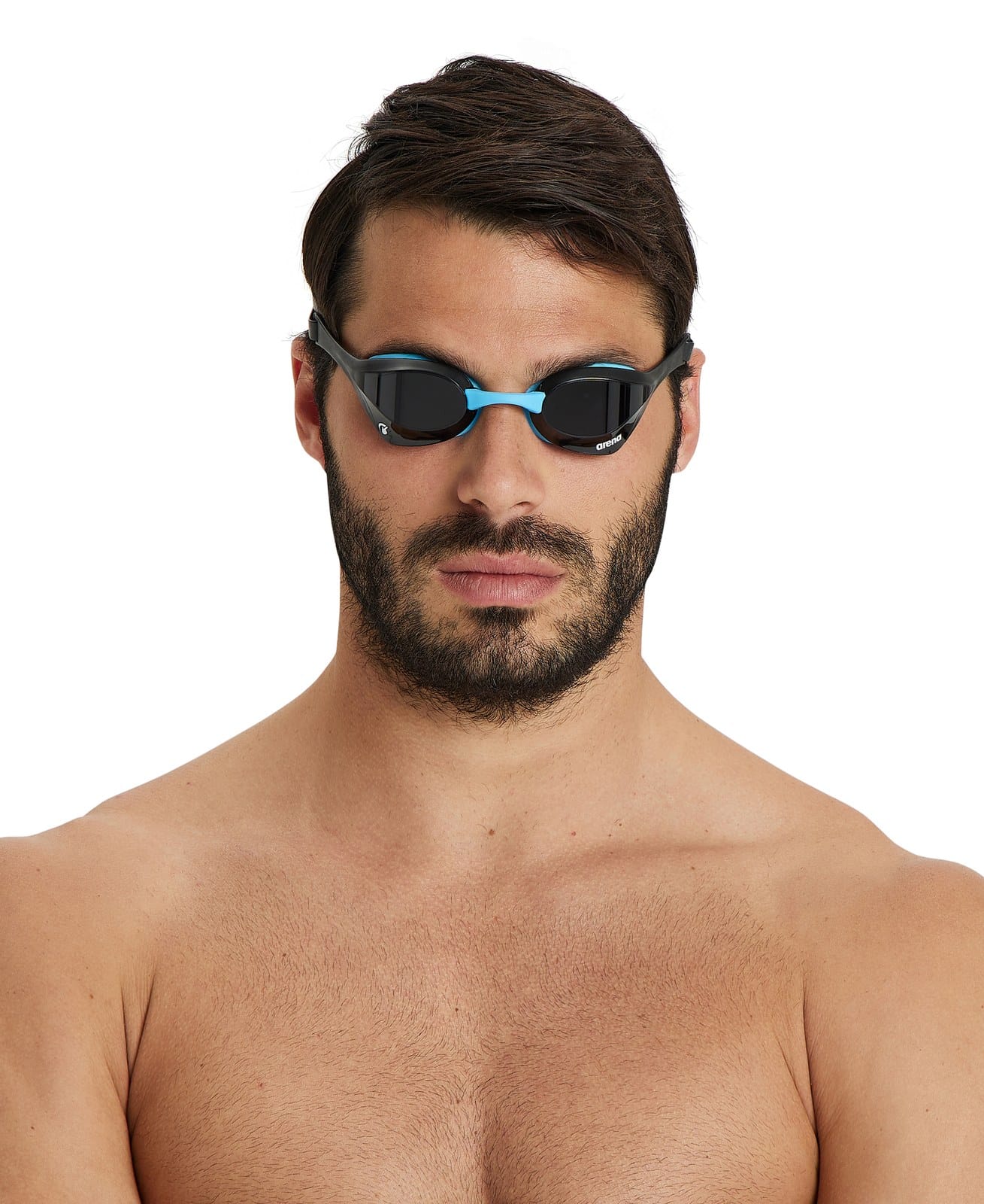 Lentes de competencia Arena Cobra Ultra Swipe, negro con azul y lente ahumado (vista 2)