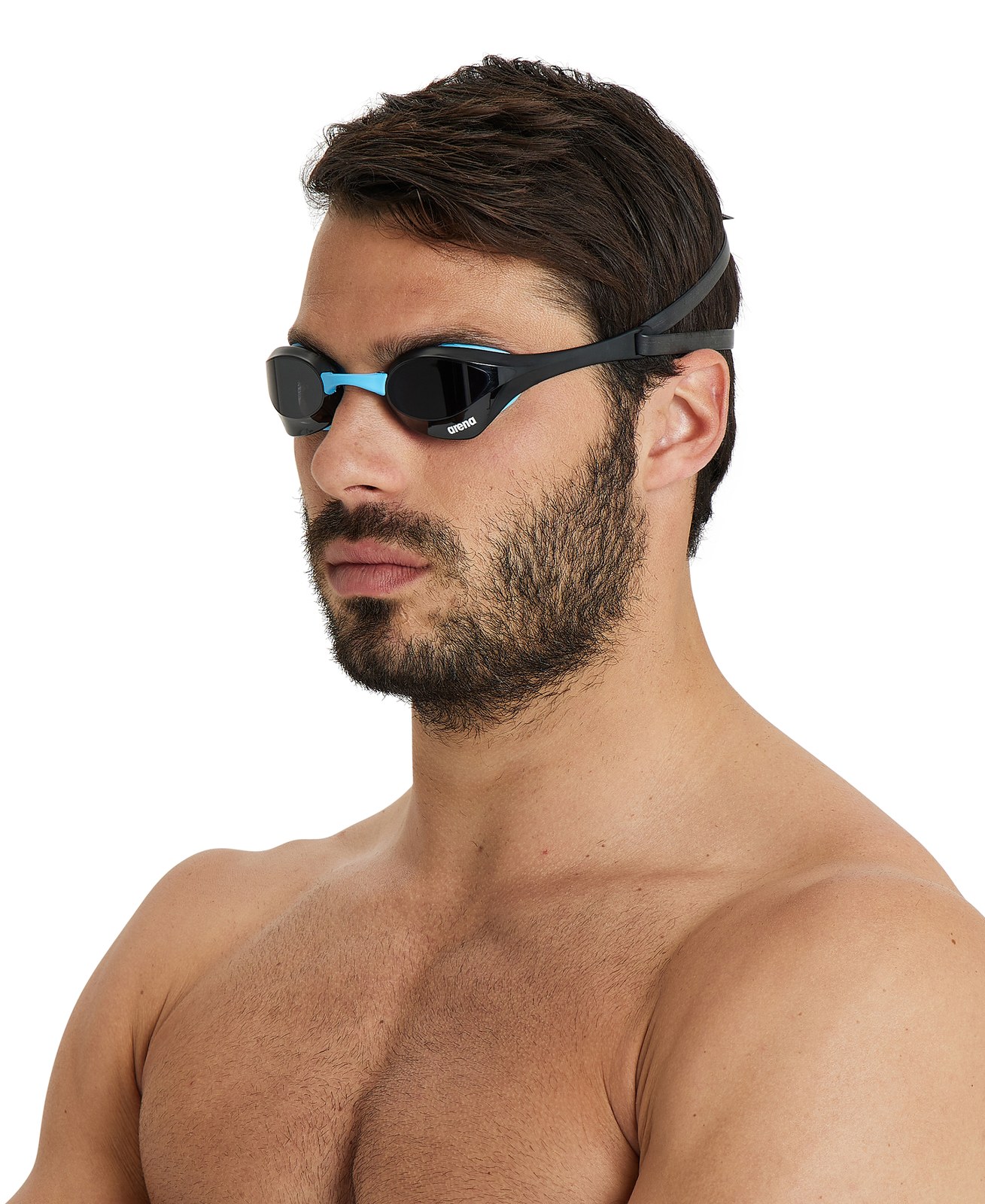 Lentes de competencia Arena Cobra Ultra Swipe, negro con azul y lente ahumado (vista 3)