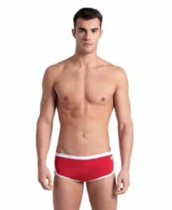 Traje de baño ARENA M. ICONS Low Waist Short Red-White (modelo de frente)