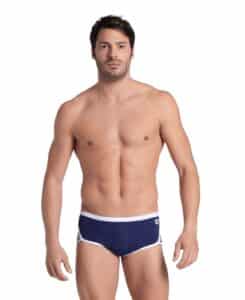 Traje de baño ARENA M. ICONS Low Waist Short Navy-White (modelo de frente)