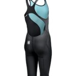Traje de competencia Arena Powerskin Impulso Open Back Jr para niña, negro con teal (vista 4)