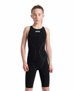Calzoneta Comp ARENA G. PWSKIN IMPULSO Open Back Jr Black Teal (modelo de frente)