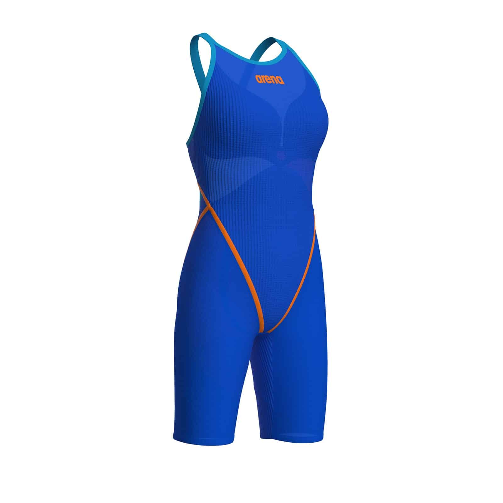 Calzoneta de competencia Arena Powerskin Primo Open Back para mujer, color Neon Blaze (vista 2)