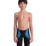 Traje de baño Arena tipo Jammer Openings para niño, negro con azul