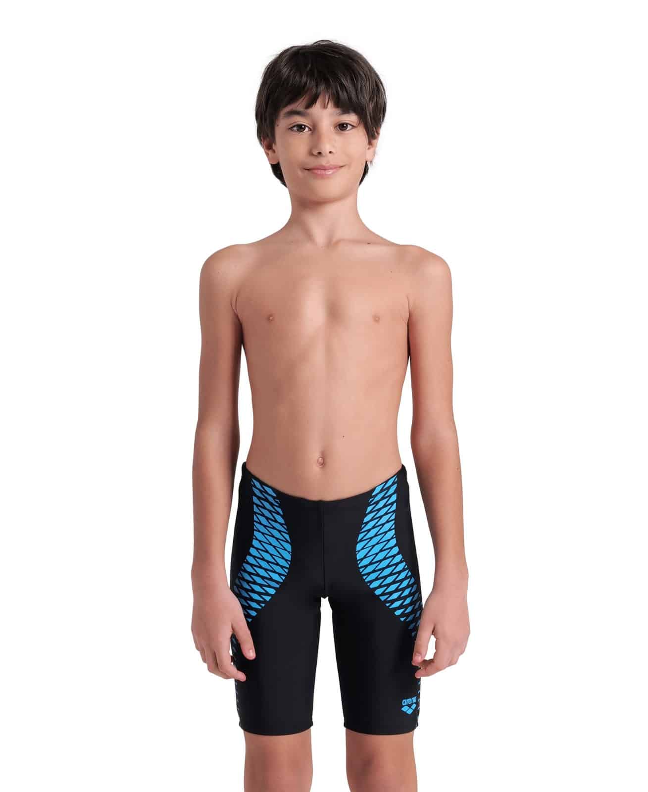 Traje de baño Arena tipo Jammer Openings para niño, negro con azul