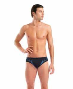 Traje de baño ARENA M. GRAPHIC Brief Black Turquoise (modelo de frente)