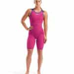 Calzoneta de competencia Arena Powerskin Veloce Open Back para mujer, color Violet Surge (vista 3)