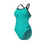 Traje de baño Arena Challenge Back para mujer, Water Multi y negro