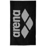 Toalla de algodón ARENA Pool Soft Towel Black Grey — vista completa con logo