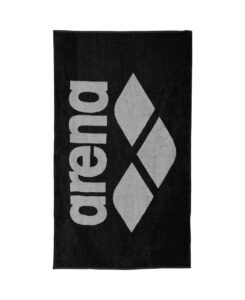 Toalla de algodón ARENA Pool Soft Towel Black Grey — vista completa con logo