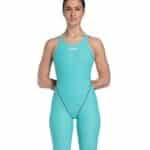 Traje de competencia Arena Powerskin ST Next Open Back mujer Aquamarine (frente)